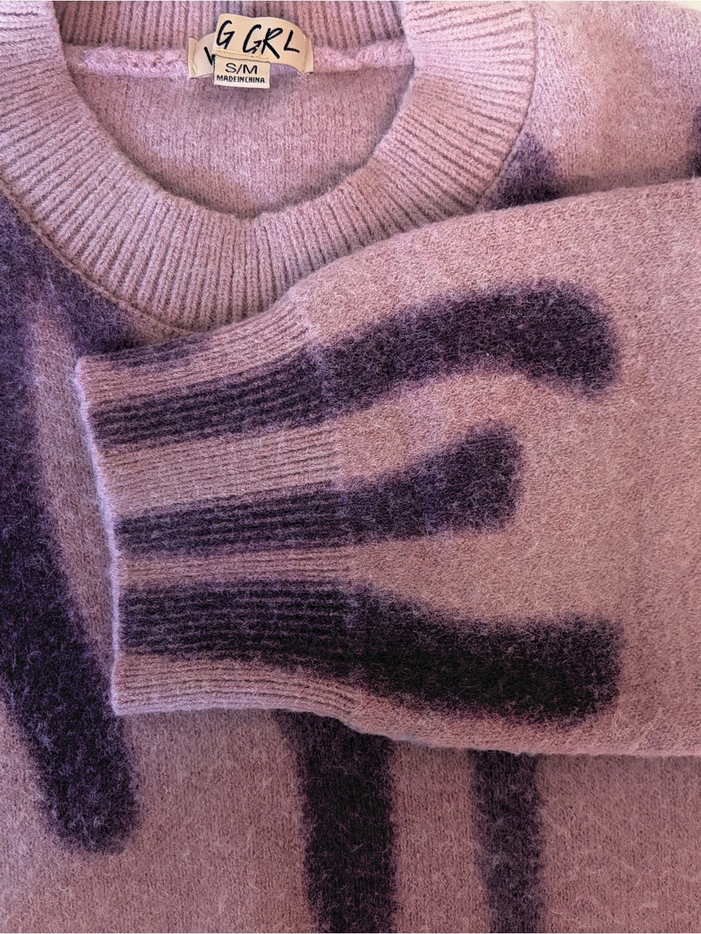 G KRL Lavender Crewneck Sweater with Dark Purple Accent